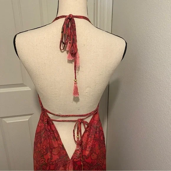 Raga Women’s Passion Struck Halter Maxi  Pink Print Dress NWOT small excellent - Picture 8 of 15